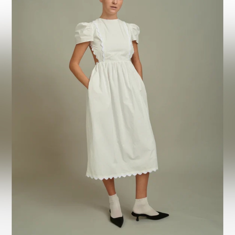 NWT Naya Rea Simona White cotton midi dress - 12 UK/ Sz Medium /Large - Picture 5 of 14